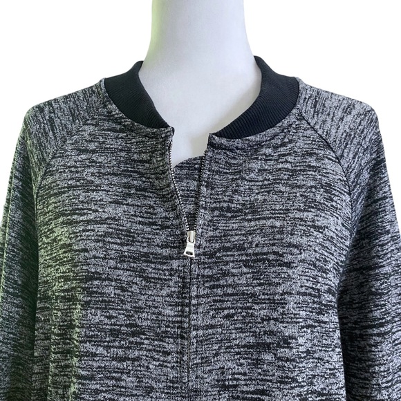 Gap Full-Zip Marled Black Gray Knit Bomber Jacket Women XL - Picture 5 of 7